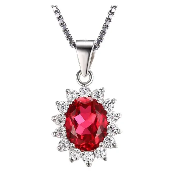 ❤️ 2.6ct Ruby Necklace - 925 Sterling Silver - Picture 4 of 10
